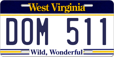 WV license plate DOM511