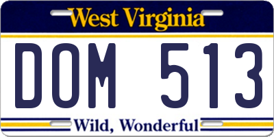 WV license plate DOM513