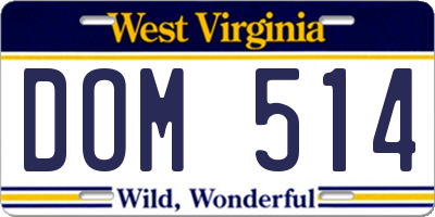 WV license plate DOM514