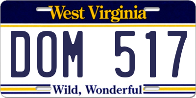 WV license plate DOM517