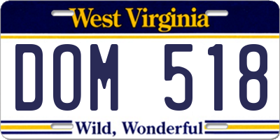WV license plate DOM518