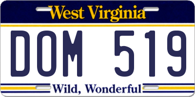 WV license plate DOM519