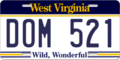 WV license plate DOM521