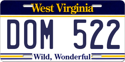 WV license plate DOM522
