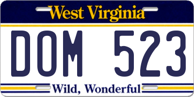 WV license plate DOM523