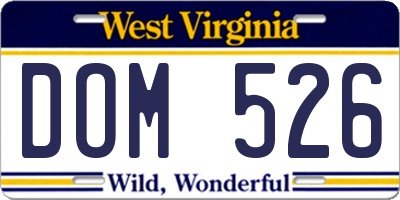 WV license plate DOM526
