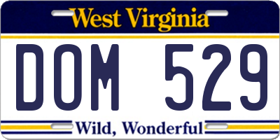WV license plate DOM529