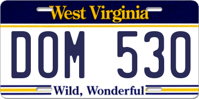 WV license plate DOM530