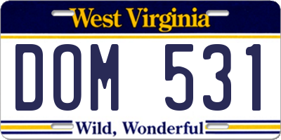 WV license plate DOM531