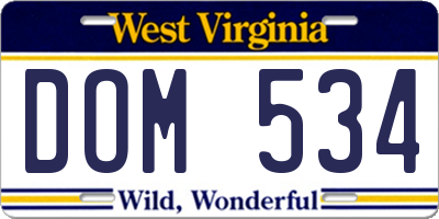 WV license plate DOM534