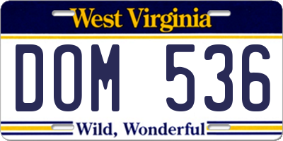 WV license plate DOM536