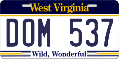 WV license plate DOM537