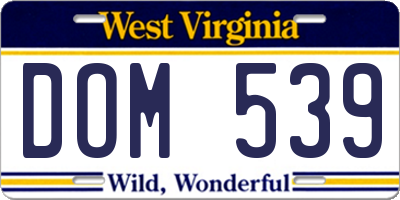 WV license plate DOM539