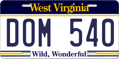 WV license plate DOM540
