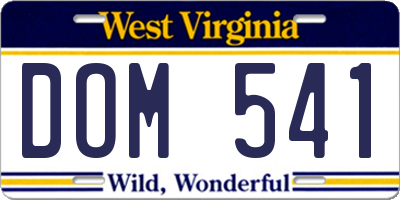 WV license plate DOM541