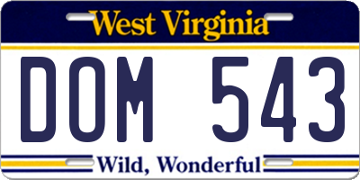 WV license plate DOM543