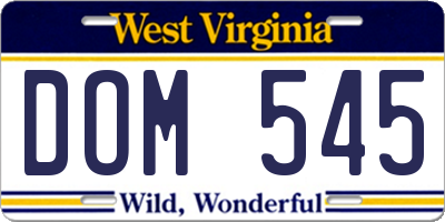 WV license plate DOM545
