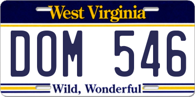 WV license plate DOM546