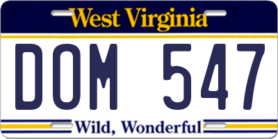WV license plate DOM547