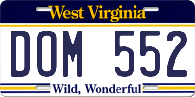WV license plate DOM552