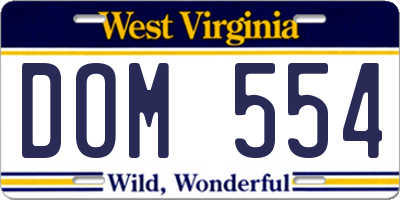 WV license plate DOM554