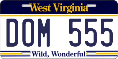 WV license plate DOM555