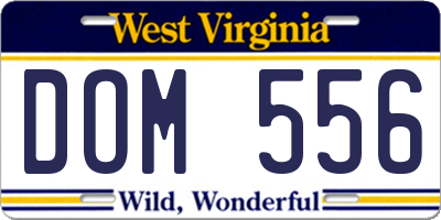 WV license plate DOM556