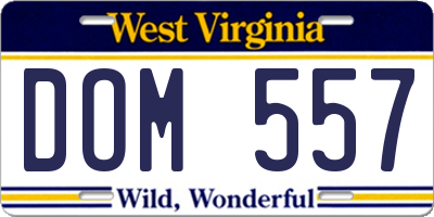 WV license plate DOM557