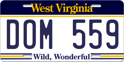 WV license plate DOM559