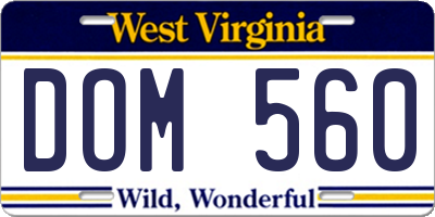 WV license plate DOM560