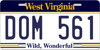 WV license plate DOM561