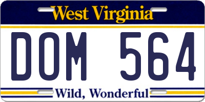 WV license plate DOM564
