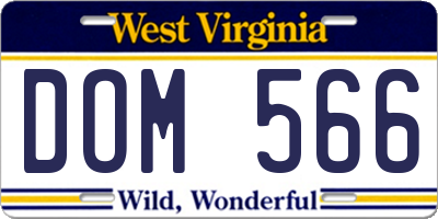 WV license plate DOM566