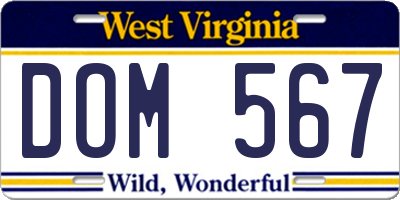 WV license plate DOM567