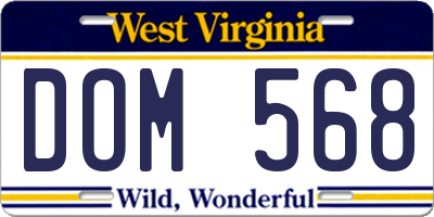 WV license plate DOM568