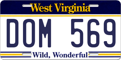 WV license plate DOM569