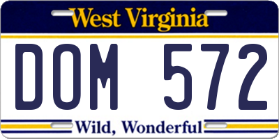 WV license plate DOM572