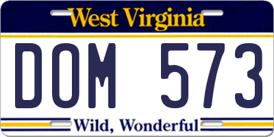 WV license plate DOM573