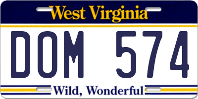 WV license plate DOM574