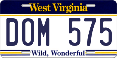 WV license plate DOM575