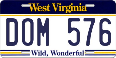 WV license plate DOM576