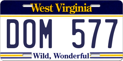 WV license plate DOM577