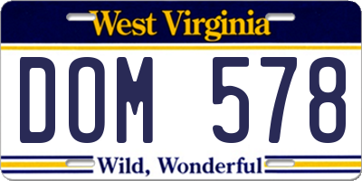 WV license plate DOM578