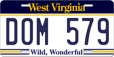 WV license plate DOM579