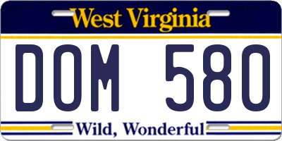 WV license plate DOM580