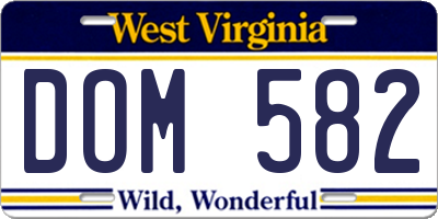 WV license plate DOM582