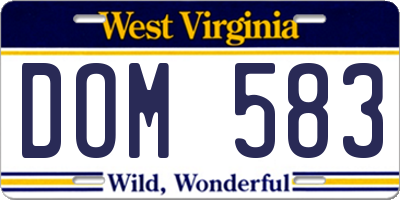 WV license plate DOM583