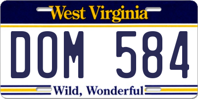 WV license plate DOM584