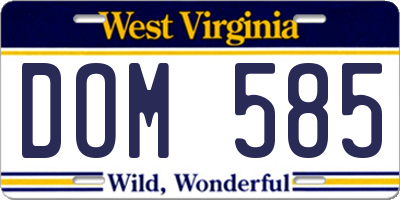 WV license plate DOM585