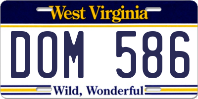 WV license plate DOM586